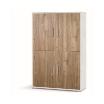 MOBILE DA ARREDO IN LEGNO CON 4 ANTE 161X108X41 CM COLORE OSSIDO BIANCO E NOCE