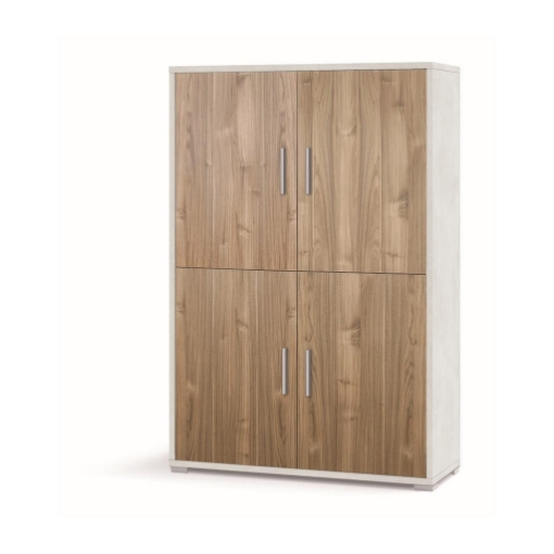 MOBILE DA ARREDO IN LEGNO CON 4 ANTE 161X108X41 CM COLORE OSSIDO BIANCO E NOCE