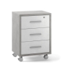 CASSETTIERA DA UFFICIO IN LEGNO CON 3 CASSETTI, 4 RUOTE E BLOCCO 71X51X41 CM COLORE CEMENTO E OSSIDO BIANCO