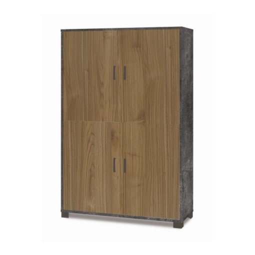 MOBILE DA ARREDO IN LEGNO CON PIEDINI 4 ANTE 161X108X41 CM COLORE OSSIDO NERO E NOCE