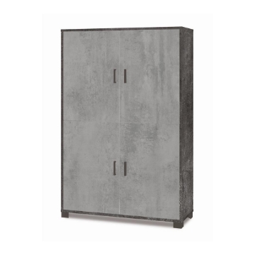 MOBILE DA ARREDO IN LEGNO CON PIEDINI 4 ANTE 161X108X41 CM COLORE OSSIDO NERO E CEMENTO