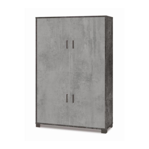 MOBILE DA ARREDO IN LEGNO CON PIEDINI 4 ANTE 161X108X41 CM COLORE OSSIDO NERO E CEMENTO