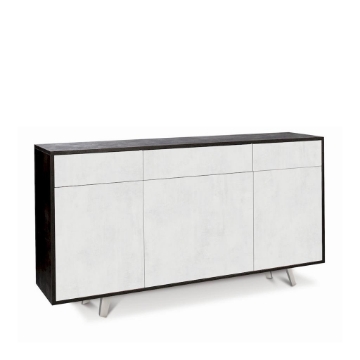 MOBILE DA ARREDO IN LEGNO CON PIEDINI. 3 ANTE E 3 CASSETTI 92X164X41 CM COLORE OSSIDO NERO E OSSIDO BIANCO