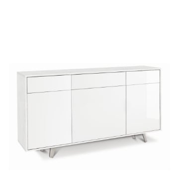 MOBILE DA ARREDO IN LEGNO CON PIEDINI. 3 ANTE E 3 CASSETTI 92X164X41 CM COLORE OSSIDO BIANCO E BIANCO LUCIDO