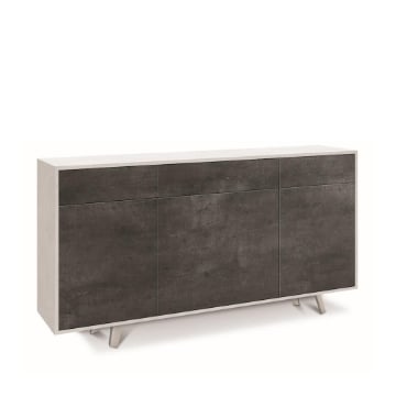 MOBILE DA ARREDO IN LEGNO CON PIEDINI. 3 ANTE E 3 CASSETTI 92X164X41 CM COLORE OSSIDO BIANCO E OSSIDO NERO