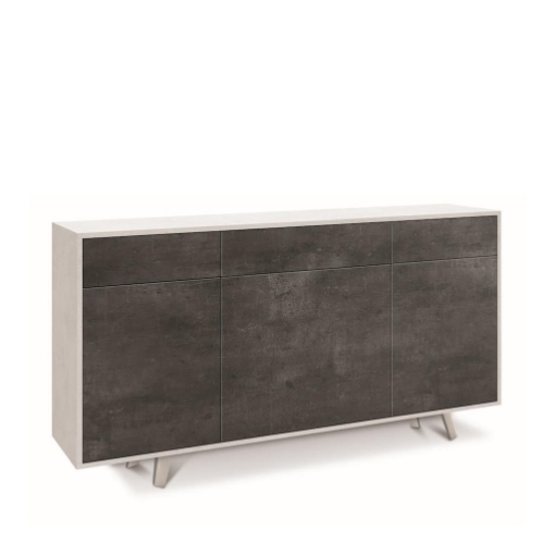MOBILE DA ARREDO IN LEGNO CON PIEDINI. 3 ANTE E 3 CASSETTI 92X164X41 CM COLORE OSSIDO BIANCO E OSSIDO NERO