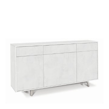 MOBILE DA ARREDO IN LEGNO CON PIEDINI. 3 ANTE E 3 CASSETTI 92X164X41 CM COLORE OSSIDO BIANCO