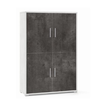 MOBILE DA ARREDO IN LEGNO CON 4 ANTE 161X108X41 CM COLORE OSSIDO BIANCO E OSSIDO NERO