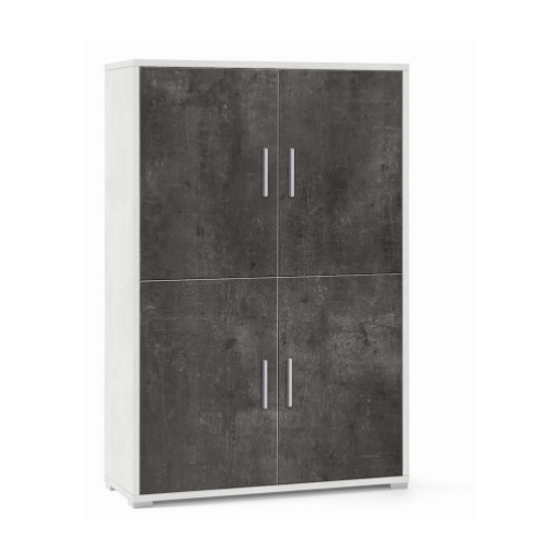 MOBILE DA ARREDO IN LEGNO CON 4 ANTE 161X108X41 CM COLORE OSSIDO BIANCO E OSSIDO NERO