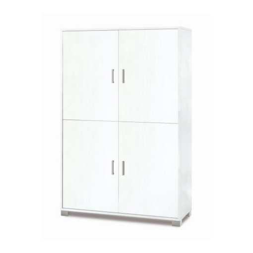 MOBILE DA ARREDO IN LEGNO CON PIEDINI 4 ANTE 161X108X41 CM COLORE BIANCO FIAMMATO