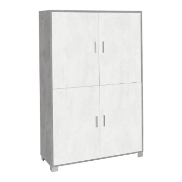 MOBILE DA ARREDO IN LEGNO CON PIEDINI 4 ANTE 161X108X41 CM COLORE CEMENTO E OSSIDO BIANCO