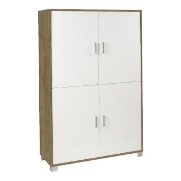MOBILE DA ARREDO IN LEGNO CON PIEDINI 4 ANTE 161X108X41 CM COLORE NOCE E BIANCO FIAMMATO