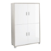 MOBILE DA ARREDO IN LEGNO CON PIEDINI 4 ANTE 161X108X41 CM COLORE OLMO CHIARO E BIANCO FIAMMATO