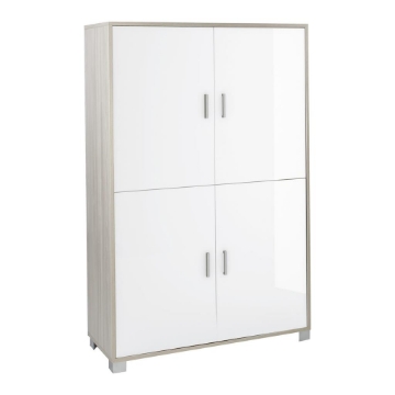MOBILE DA ARREDO IN LEGNO CON PIEDINI 4 ANTE 161X108X41 CM COLORE OLMO CHIARO E BIANCO FIAMMATO