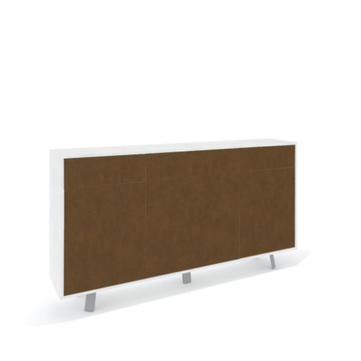 MOBILE DA ARREDO IN LEGNO CON PIEDINI. 3 ANTE E 3 CASSETTI 92X164X41 CM COLORE OSSIDO BIANCO E RUGGINE