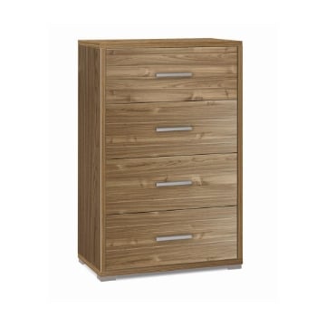 CASSETTIERA DA ARREDO IN LEGNO CON PIEDINI E 4 CASSETTI 110X71X41 CM COLORE NOCE