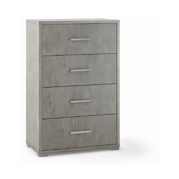 CASSETTIERA DA ARREDO IN LEGNO CON PIEDINI E 4 CASSETTI 110X71X41 CM COLORE CEMENTO