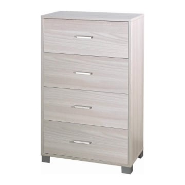 CASSETTIERA DA ARREDO IN LEGNO CON PIEDINI E 4 CASSETTI 112X70X41 CM COLORE OLMO CHIARO