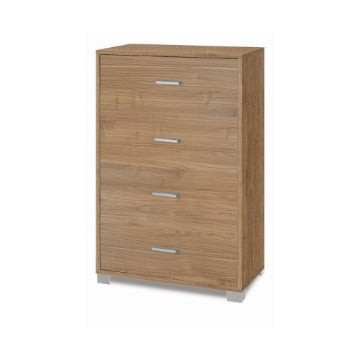 CASSETTIERA DA ARREDO IN LEGNO CON PIEDINI E 4 CASSETTI 112X70X41 CM COLORE NOCE