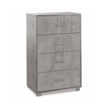 CASSETTIERA DA ARREDO IN LEGNO CON PIEDINI E 4 CASSETTI 112X70X41 CM COLORE CEMENTO
