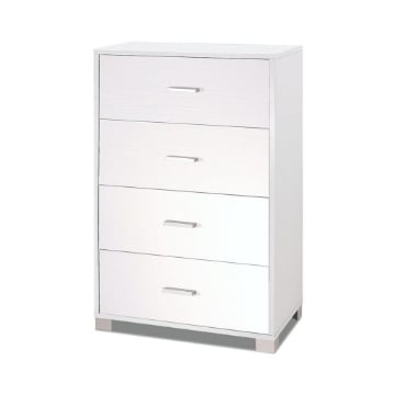 CASSETTIERA DA ARREDO IN LEGNO CON PIEDINI E 4 CASSETTI 112X70X41 CM COLORE BIANCO FIAMMATO