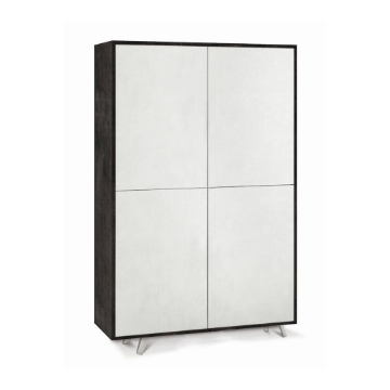 MOBILE DA ARREDO IN LEGNO CON PIEDINI, 4 ANTE A SCOMPARSA 161X108X41 CM COLORE OSSIDO NERO E OSSIDO BIANCO