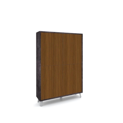 MOBILE DA ARREDO IN LEGNO CON PIEDINI, 4 ANTE A SCOMPARSA 161X108X41 CM COLORE OSSIDO NERO E ROVERE DOGATO