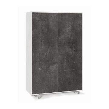 MOBILE DA ARREDO IN LEGNO CON PIEDINI, 4 ANTE A SCOMPARSA 161X108X41 CM COLORE OSSIDO BIANCO E OSSIDO NERO