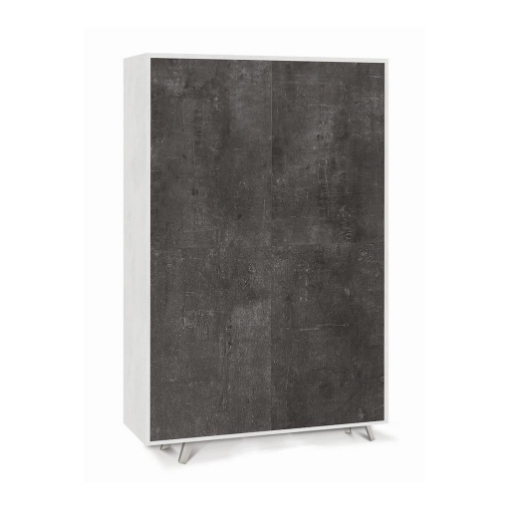 MOBILE DA ARREDO IN LEGNO CON PIEDINI, 4 ANTE A SCOMPARSA 161X108X41 CM COLORE OSSIDO BIANCO E OSSIDO NERO