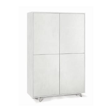 MOBILE DA ARREDO IN LEGNO CON PIEDINI, 4 ANTE A SCOMPARSA 161X108X41 CM COLORE OSSIDO BIANCO