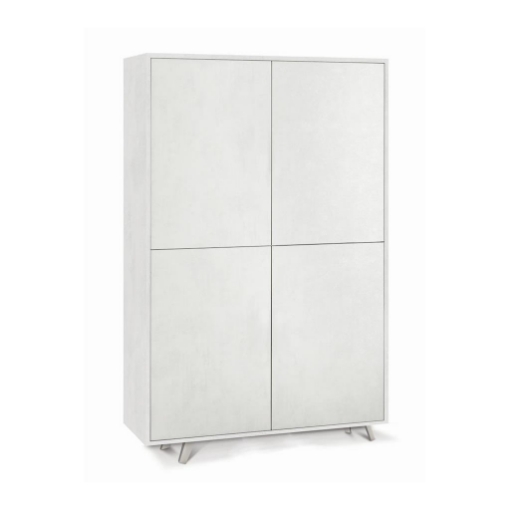 MOBILE DA ARREDO IN LEGNO CON PIEDINI, 4 ANTE A SCOMPARSA 161X108X41 CM COLORE OSSIDO BIANCO