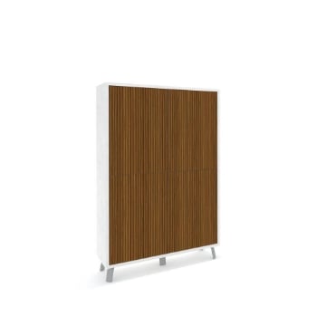 MOBILE DA ARREDO IN LEGNO CON PIEDINI, 4 ANTE A SCOMPARSA 161X108X41 CM COLORE OSSIDO BIANCO E ROVERE DOGATO