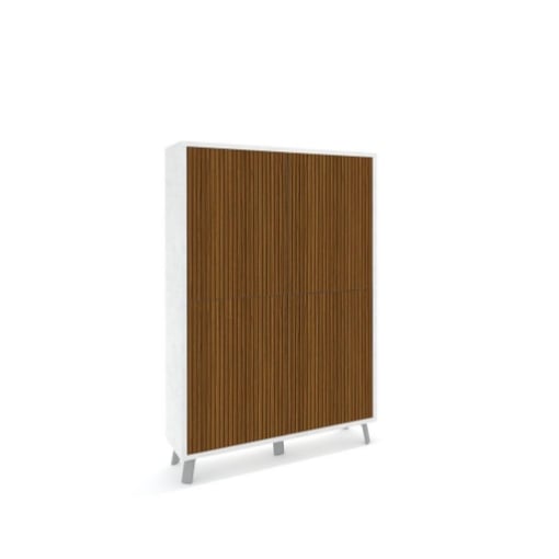 MOBILE DA ARREDO IN LEGNO CON PIEDINI, 4 ANTE A SCOMPARSA 161X108X41 CM COLORE OSSIDO BIANCO E ROVERE DOGATO