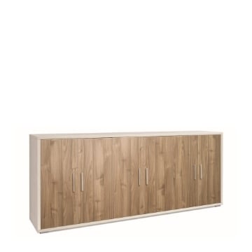 MOBILE DA ARREDO IN LEGNO CON 6 ANTE 84X203X41 CM COLORE OSSIDO BIANCO E NOCE