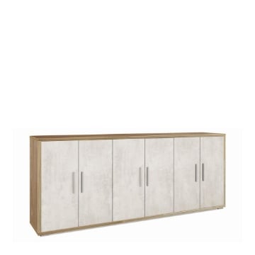 MOBILE DA ARREDO IN LEGNO CON 6 ANTE 84X203X41 CM COLORE NOCE E OSSIDO BIANCO