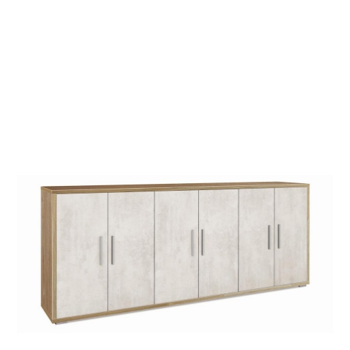 MOBILE DA ARREDO IN LEGNO CON 6 ANTE 84X203X41 CM COLORE NOCE E OSSIDO BIANCO