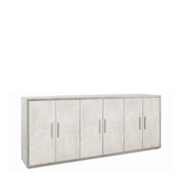 MOBILE DA ARREDO IN LEGNO CON 6 ANTE 84X203X41 CM COLORE CEMENTO E OSSIDO BIANCO