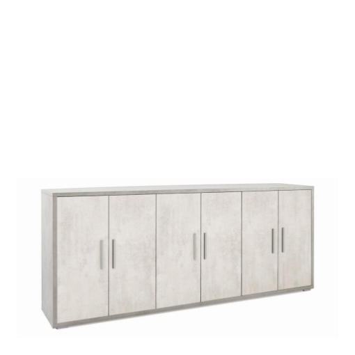 MOBILE DA ARREDO IN LEGNO CON 6 ANTE 84X203X41 CM COLORE CEMENTO E OSSIDO BIANCO