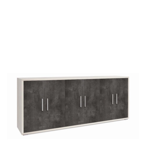MOBILE DA ARREDO IN LEGNO CON 6 ANTE 84X203X41 CM COLORE OSSIDO BIANCO E OSSIDO NERO
