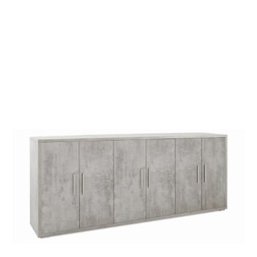 MOBILE DA ARREDO IN LEGNO CON 6 ANTE 84X203X41 CM COLORE CEMENTO
