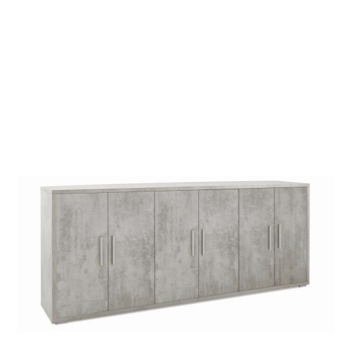 MOBILE DA ARREDO IN LEGNO CON 6 ANTE 84X203X41 CM COLORE CEMENTO