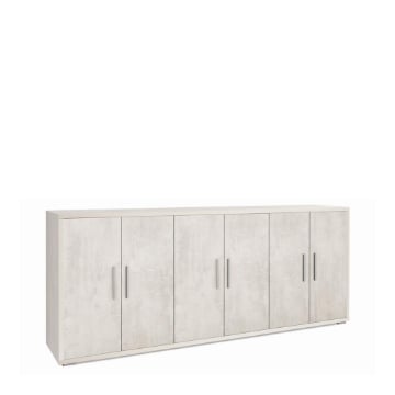 MOBILE DA ARREDO IN LEGNO CON 6 ANTE 84X203X41 CM COLORE OSSIDO BIANCO