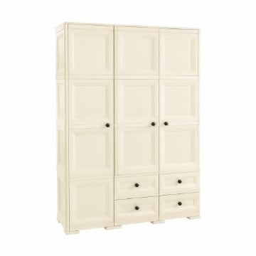 ARMADIO 2 ANTE CON APPENDIABITI E 4 CASSETTI OMNIMODUS – GUARDAROBA MULTIUSO EFFETTO LEGNO MARRONE