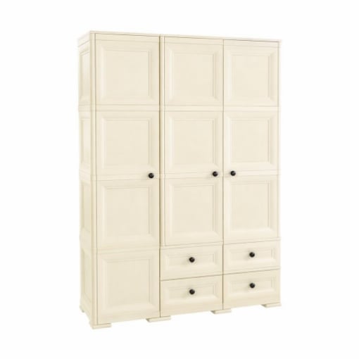 ARMADIO 2 ANTE CON APPENDIABITI E 4 CASSETTI OMNIMODUS – GUARDAROBA MULTIUSO EFFETTO LEGNO MARRONE