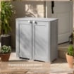 ARMADIO DA ESTERNO COPERTO GRIGIO 2 ANTE 79X43X85,5 CM CON MODULO E RIPIANO – MOBILE ORGANIZZATORE COMPATTO