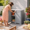 ARMADIO DA ESTERNO COPERTO GRIGIO 2 ANTE 79X43X85,5 CM CON MODULO E RIPIANO – MOBILE ORGANIZZATORE COMPATTO