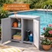 ARMADIO DA ESTERNO COPERTO GRIGIO 2 ANTE 79X43X85,5 CM CON MODULO E RIPIANO – MOBILE ORGANIZZATORE COMPATTO