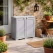 ARMADIO DA ESTERNO COPERTO GRIGIO 2 ANTE 79X43X85,5 CM CON MODULO E RIPIANO – MOBILE ORGANIZZATORE COMPATTO