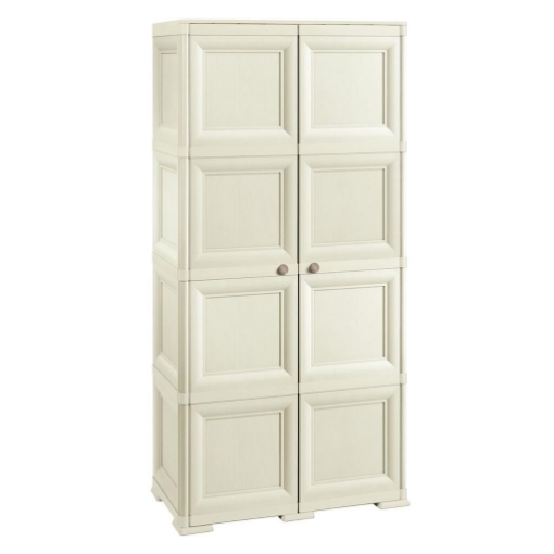 ARMADIO 4 MODULI ANGORA 79X43X164 CM CON 4 RIPIANI E VANI APERTI – MOBILE ALTO CONTENITORE PER ZONA LIVING E STUDIO