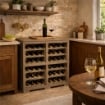 SCAFFALE PORTABOTTIGLIE PER 48 BOTTIGLIE 79X42,5X85,5 CM – CANTINETTA MODERNA A VISTA SENZA ANTE, MOBILE VINO MODULARE